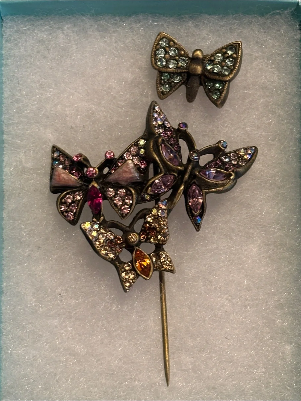 Jay Strongwater Vintage Purple and Pink Crystal Butterfly Brooch Pin